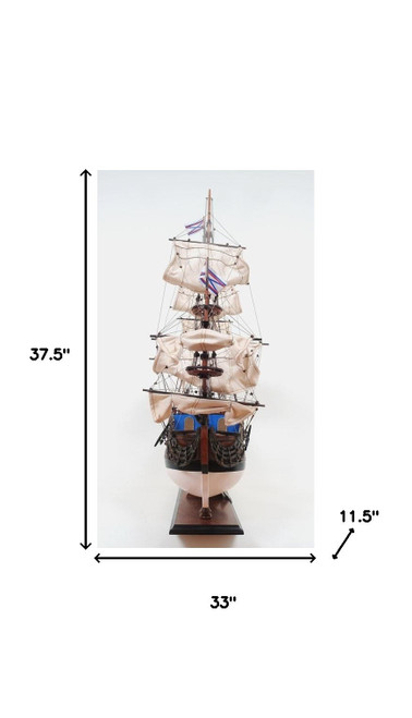33" Blue and Brown 1700 Goto Predestination Hand Painted Decorative Boat