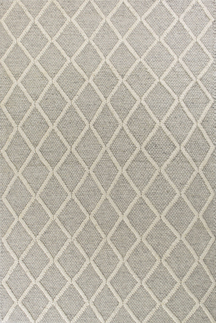Homeroots Home Decor 3' x 5' Grey Braided Diamonds Wool Indoor Area Rug, Grey