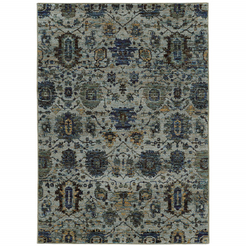 Homeroots Home Decor 3' X 5' Oriental Area Rug, Blue and Navy, Power Loom Stain Resistant