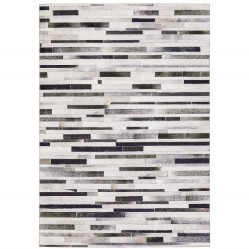 Homeroots Home Decor 9' X 12' Grey Charcoal And Beige Geometric Power Loom Stain Resistant Area Rug