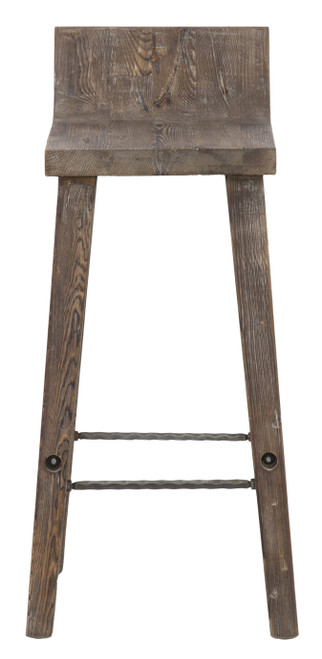 " Wood Brown Solid Wood Low Back Bar Height Bar Chair