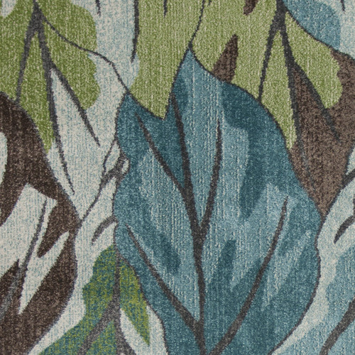 Homeroots Home Decor 5' x 8' Blue Tropical Leaves Indoor Area Rug, Blue, Indoor