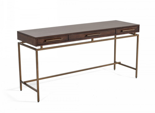 63" Dark Mango Manufactured Wood Rectangular Writing Desk With Three Drawers