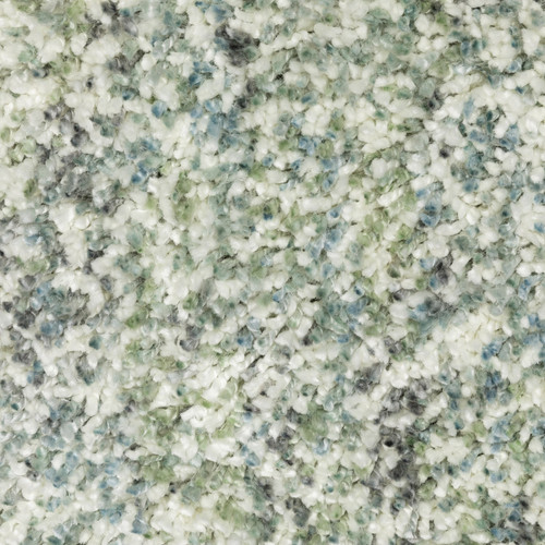 10' X 13' Light Blue And Ivory Abstract Shag Area Rug With Fringe
