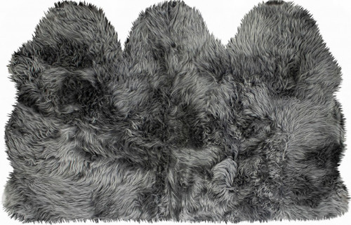 Homeroots Home Decor 3' x 5' Gray Natural Sheepskin Area Rug