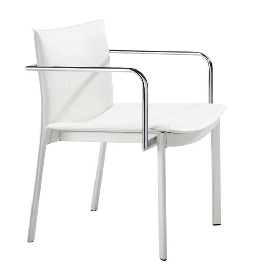 Set of Two Chrome White Faux Leather Armchairs - 808230050822