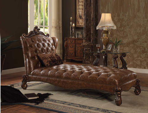 76" X 41" X 49" Light Brown Wood Chaise &amp;amp; Pillow