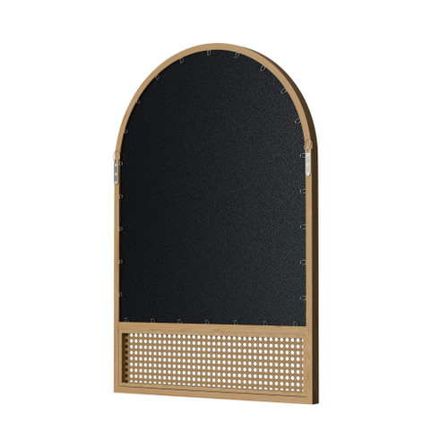 36" Brown Solid Wood Arch Framed Accent Mirror