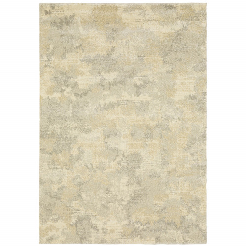 3' X 5' Grey Ivory Beige And Taupe Abstract Power Loom Stain Resistant Area Rug