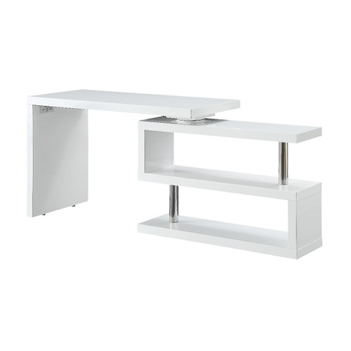 55" White L Shape Writing Desk