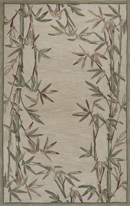 Homeroots Home Decor 3'6" x 5'6" Ivory Bamboo Bordered Wool Indoor Area Rug, Ivory, Wool