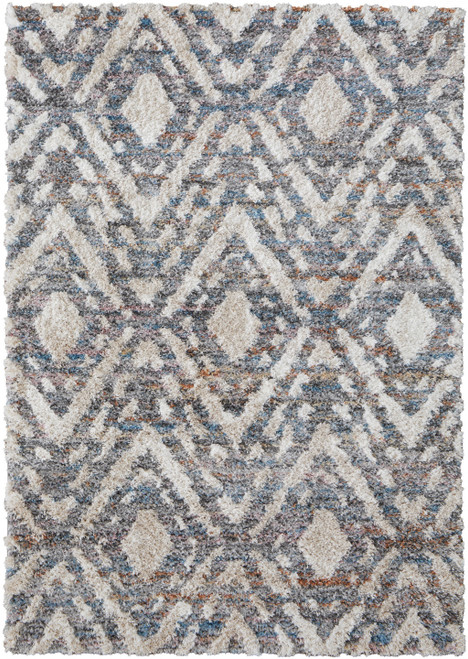 Homeroots Home Decor 5' x 8' Ivory Gray and Taupe Geometric Power Loom Stain Resistant Area Rug