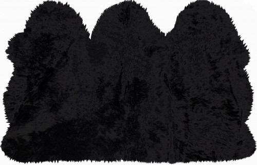 Homeroots Home Decor 3' x 5' Black Natural Sheepskin Area Rug