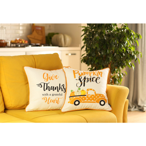 Set of 4 18" Pumpkin Spice Throw Pillow Cover in Multicolor