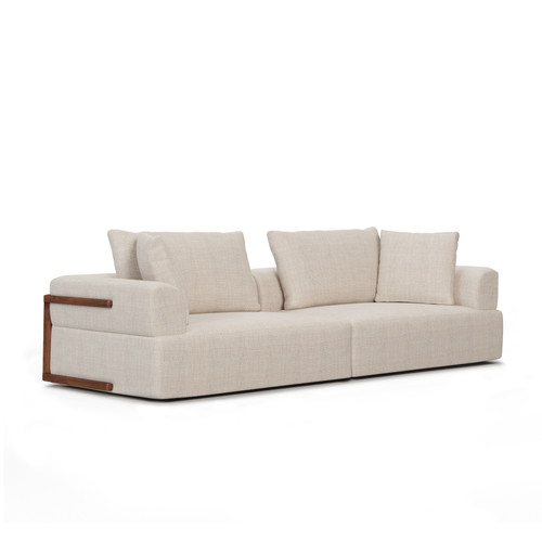 113" Cream Fabric Sofa And Toss Pillows