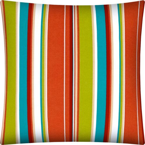 17" X 17" Red And White Zippered Striped Throw Indoor Outdoor Pillow Cover
