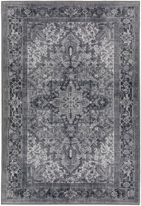 9' X 13' Grey Oriental Distressed Non Skid Area Rug