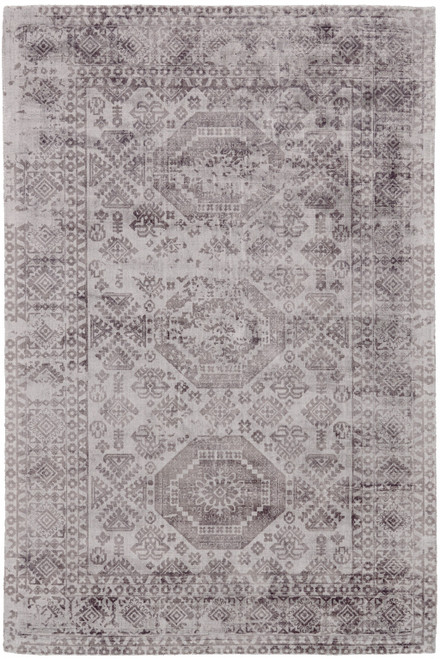 Homeroots Home Decor 5' x 8' Gray and Purple Abstract Hand Woven Area Rug