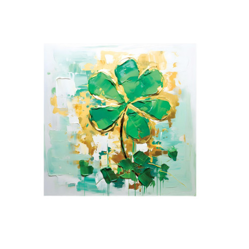 Green Modern Abstract Shamrock Unframed Wall Art
