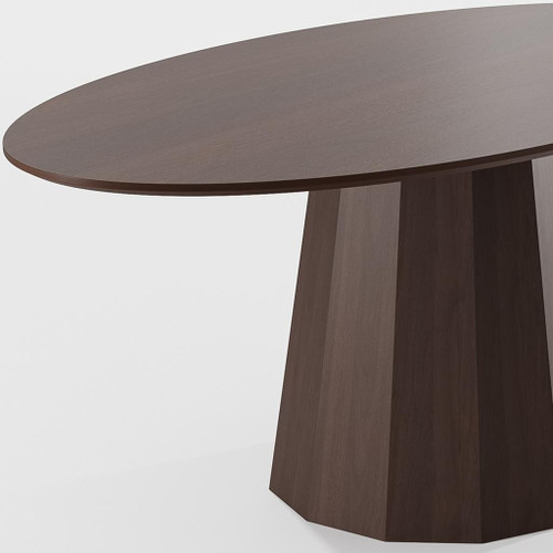 86" Walnut Solid Wood Double Pedestal Base Oval Dining Table