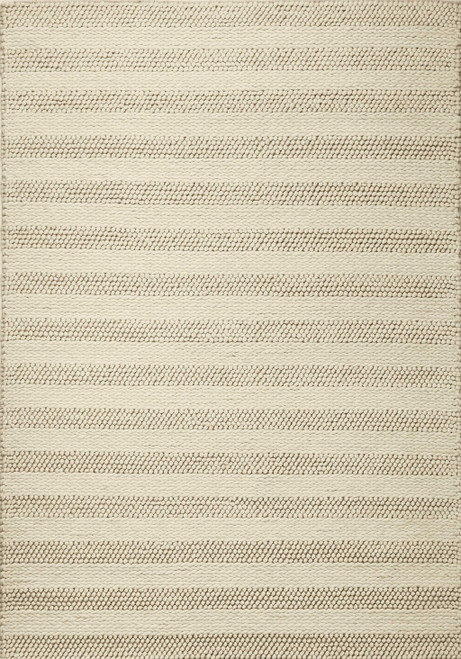 Homeroots Home Decor 3'x5' White Ivory Hand Woven Knobby Cornish Stripe Indoor Area Rug, White Ivory, 3'3" x 5'3"
