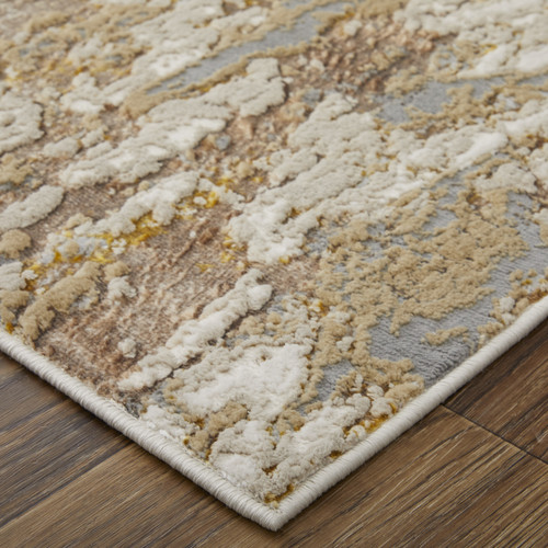 13' X 20' Ivory Gray and Brown Abstract Power Loom Area Rug