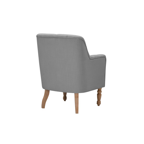 32" Gray And Brown Linen Tufted Arm Chair