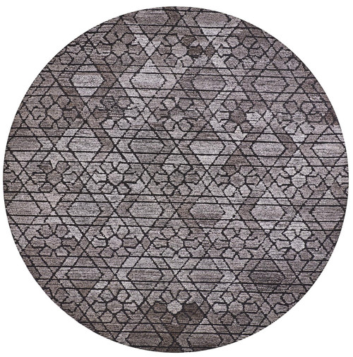 Homeroots Home Decor 8' Taupe, Black and Gray Round Wool Paisley Tufted Handmade Area Rug