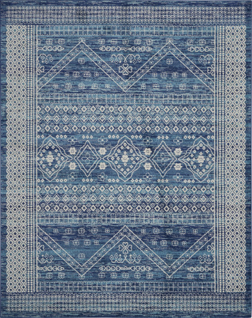 Homeroots Home Decor 8' x 10' Navy Blue and Ivory Persian Motifs Area Rug