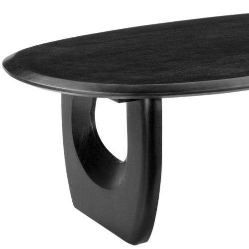 53" Black Solid Wood Oval Sled Coffee Table