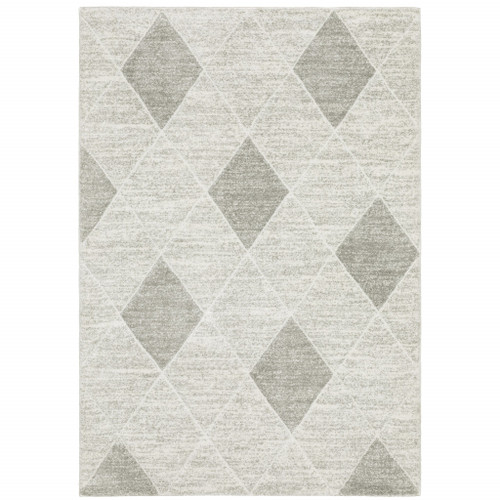 Homeroots Home Decor 10' x 13' Abstract Area Rug, Grey Ivory Beige and Taupe, Power Loom Stain Resistant