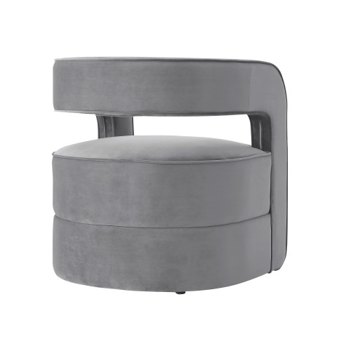 26" Gray Velvet Barrel Chair