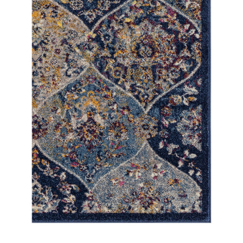 5' x 8' Blue and Orange Moroccan Power Loom Area Rug