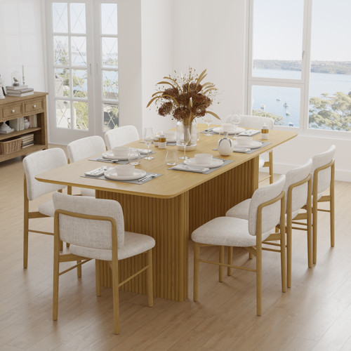 67" Natural Wood Double Pedestal Base Dining Table