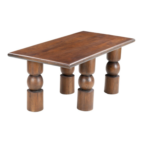 43" Brown Solid Wood Geo Legs Coffee Table