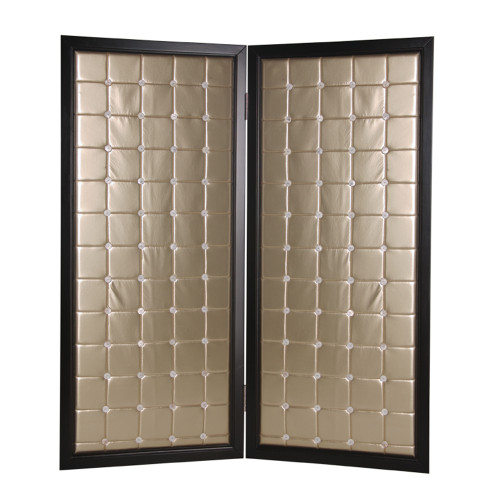 1" X 59" X 84" Gold Wood &amp;amp; Fabric Screen