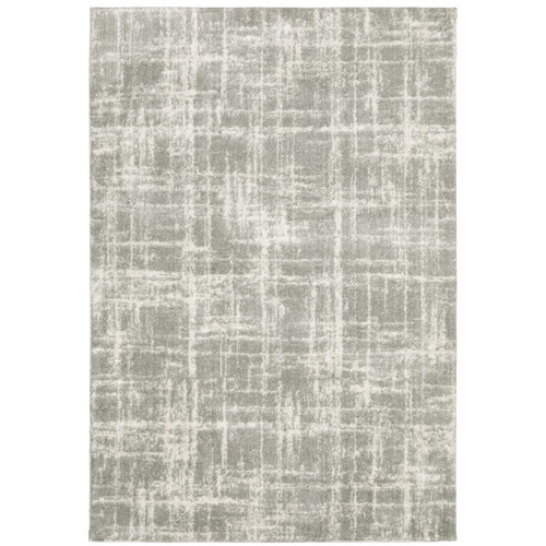 Homeroots Home Decor 5' x 8' Abstract Shag Power Loom Stain Resistant Area Rug, Grey and Ivory