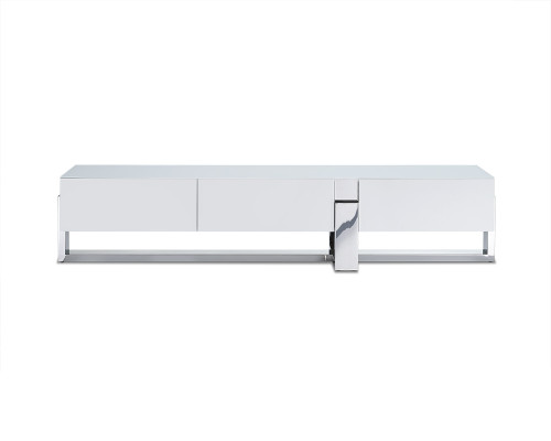 91" X 18" X 19" White Stainless Steel TV Unit