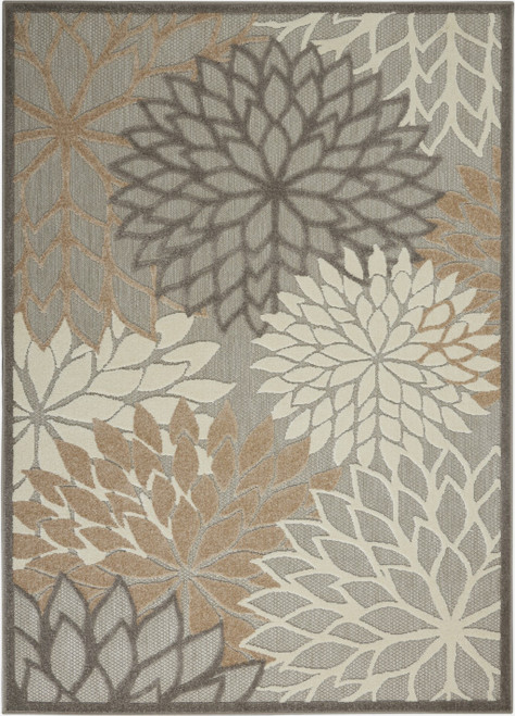 Homeroots Home Decor Natural and Gray Indoor Outdoor Area Rug, 6' x 9'
