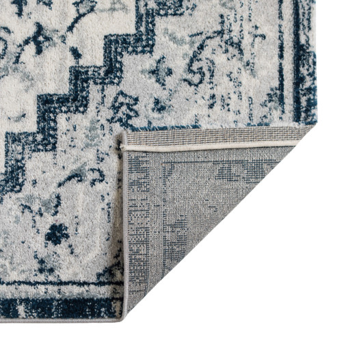 10' Dark Blue Medallion Power Loom Runner Rug