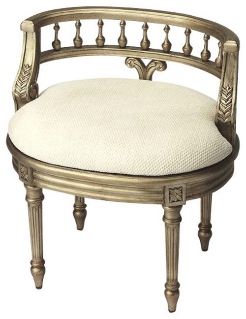 23" Off White 100% Cotton And Gold Oval Ottoman