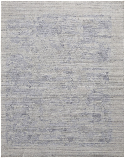 12' X 15' Gray And Blue Abstract Hand Woven Distressed Area Rug