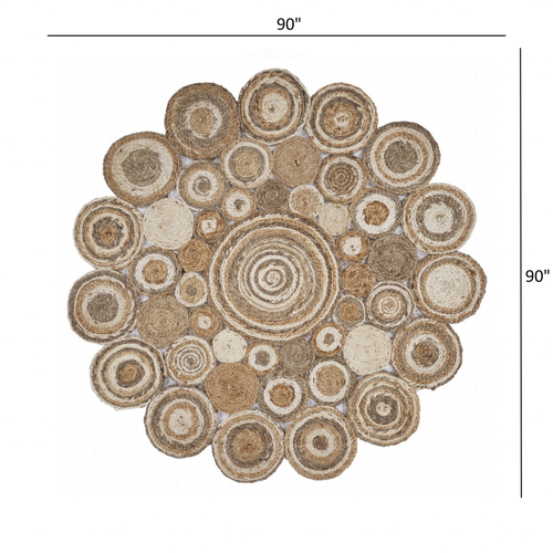 8' Natural Jute Hand Braided Round Rug