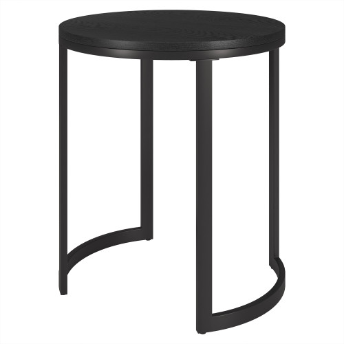 24" Black Wood And Steel Round End Table