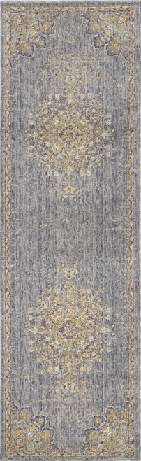 homeroots home decor 8' Slate Grey Machine Woven Vintage Traditional Indoor Runner Rug, Slate Grey, Runner