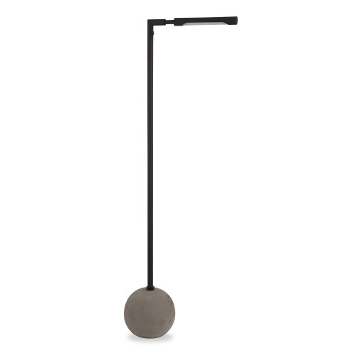60" Black Reading Floor Lamp With Black Metal Drum Shade