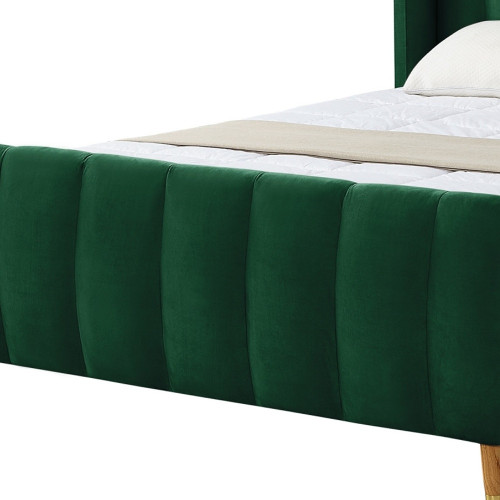 Hunter Green Solid Wood Queen Tufted Upholstered Velvet Bed Frame