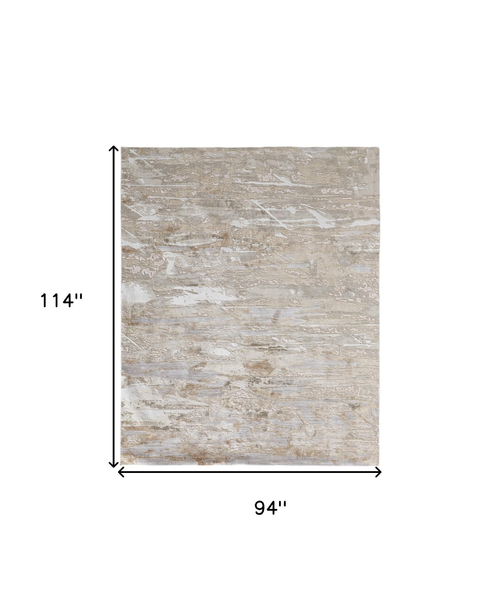 8' X 10' Ivory Gray And Tan Abstract Distressed Area Rug