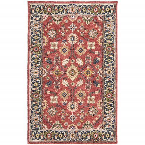 Homeroots Home Decor 5'x8' Red and Blue Bohemian Area Rug