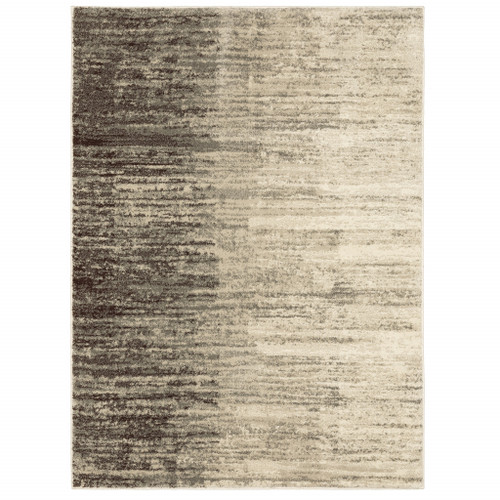 4' X 6' Beige And Grey Abstract Power Loom Stain Resistant Area Rug Polypropylene